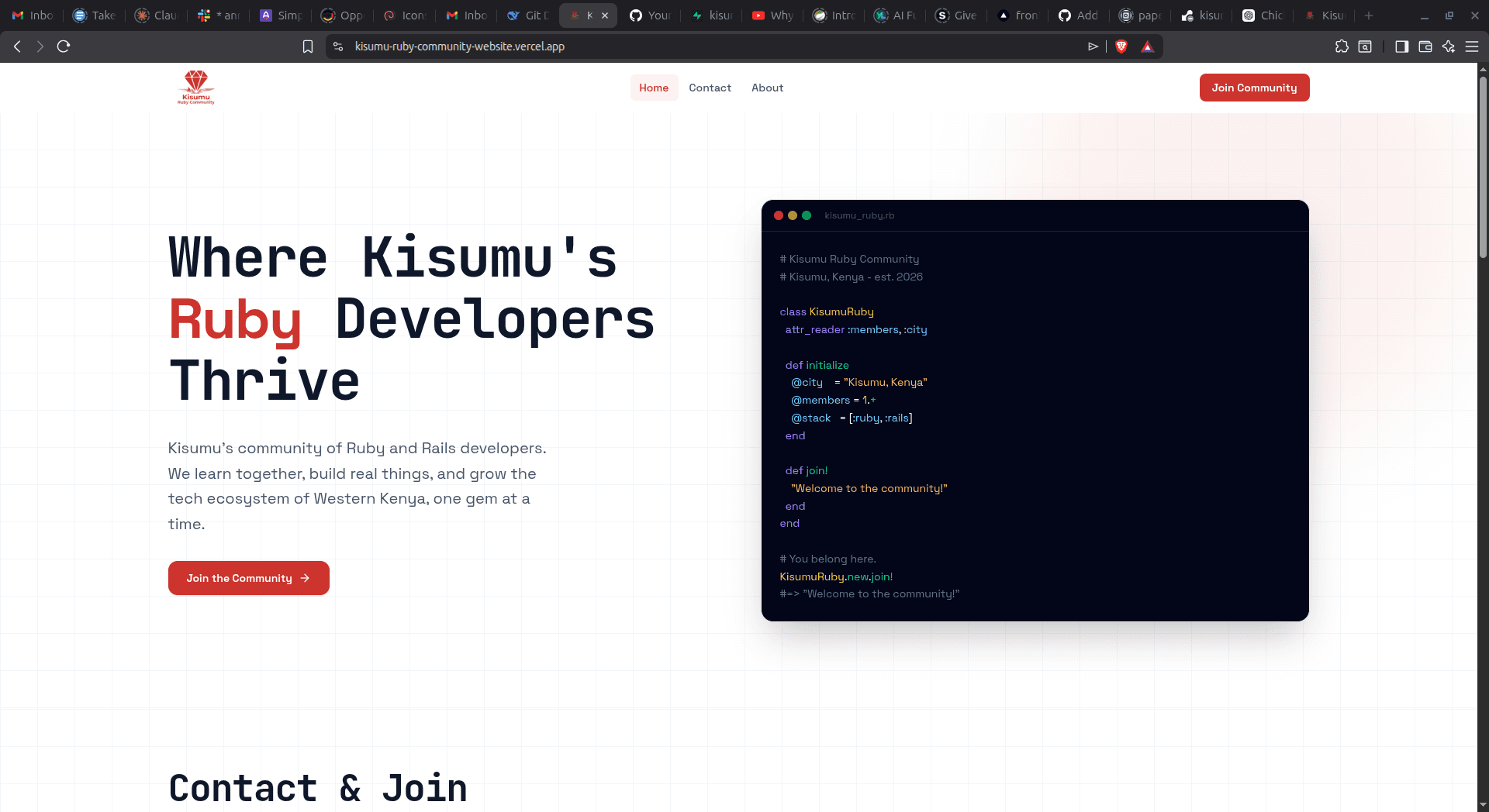 Kisumu Ruby Community Website